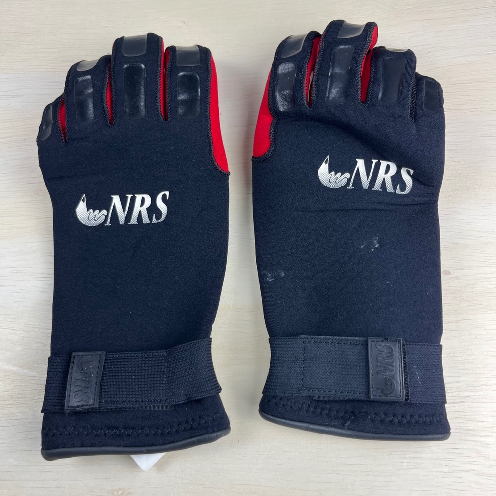NRS Neoprene Paddling Gloves XL Black Red Kayak Rafting Water Sports Northwest